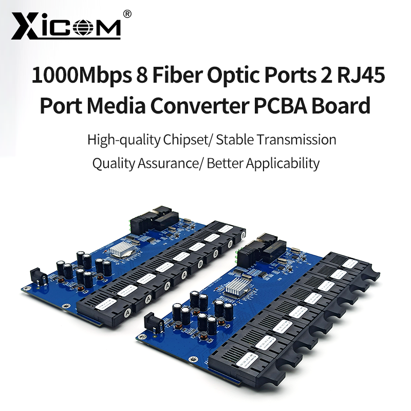 Przełącznik światłowodowy Gigabit Ethernet Konwerter mediów 8 portów światłowodowych 2 porty światłowodowe RJ45 Transceiver optyczny 20KM SC Single Mode 100/1000M