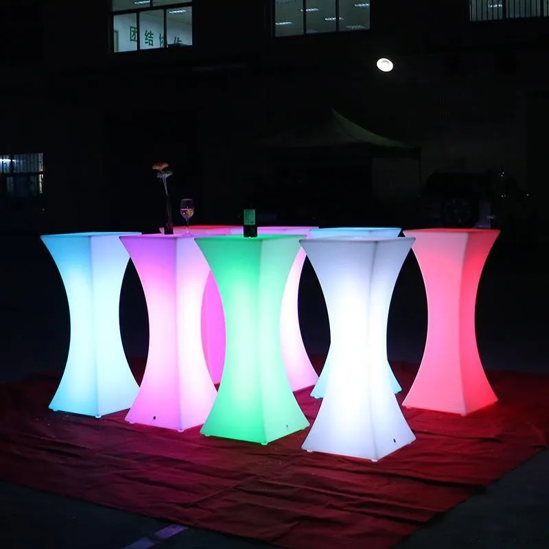 Mesa de cóctel de Bar iluminada con LED, mesa redonda de plástico recargable, mesa de centro, KTV, fiesta Disco