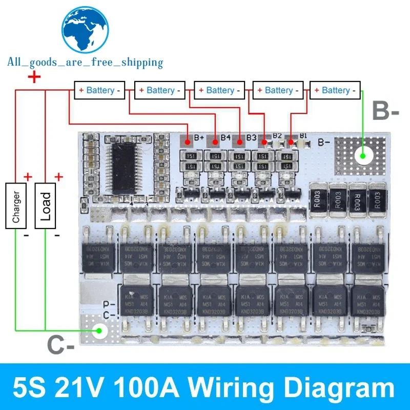 TZT 5S 4S 3S BMS 100A 21V 18V 16.8V 12V 18650 Li-Ion LMO Ternary LITHIUM แบตเตอรี่ Circuit Board ชาร์จ