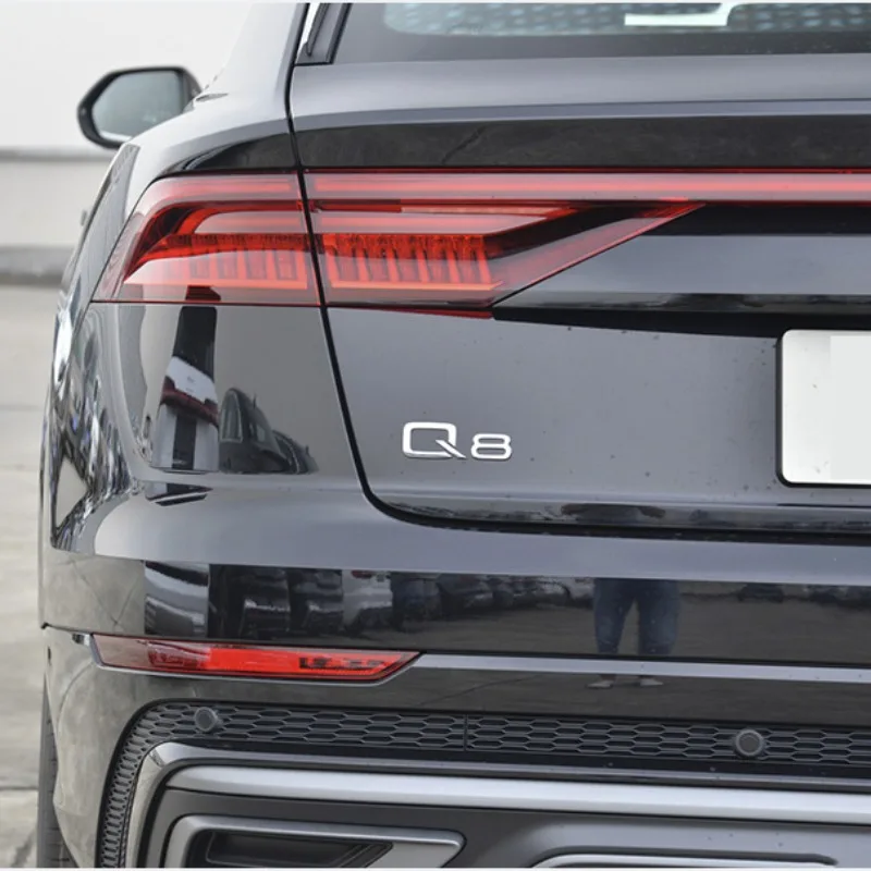 3D ABS Adhesive Chrome Black Car Trunk Number Letters Sticker For Audi Q2 Q3 Q5 Q7 Q8 Logo Emblem Nameplate Badge Accessories