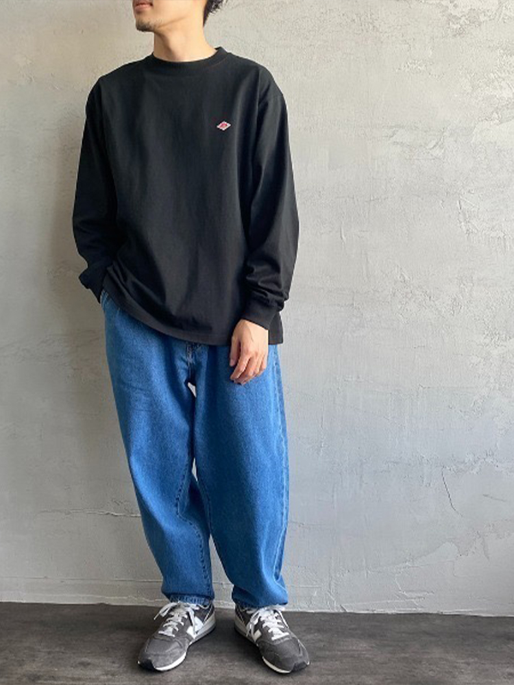 秋輸出日本スタイルクラシックファッション固体シンプルなルーズ長袖コットン Tシャツトップマン小さなアイコン刺繍 Tシャツ