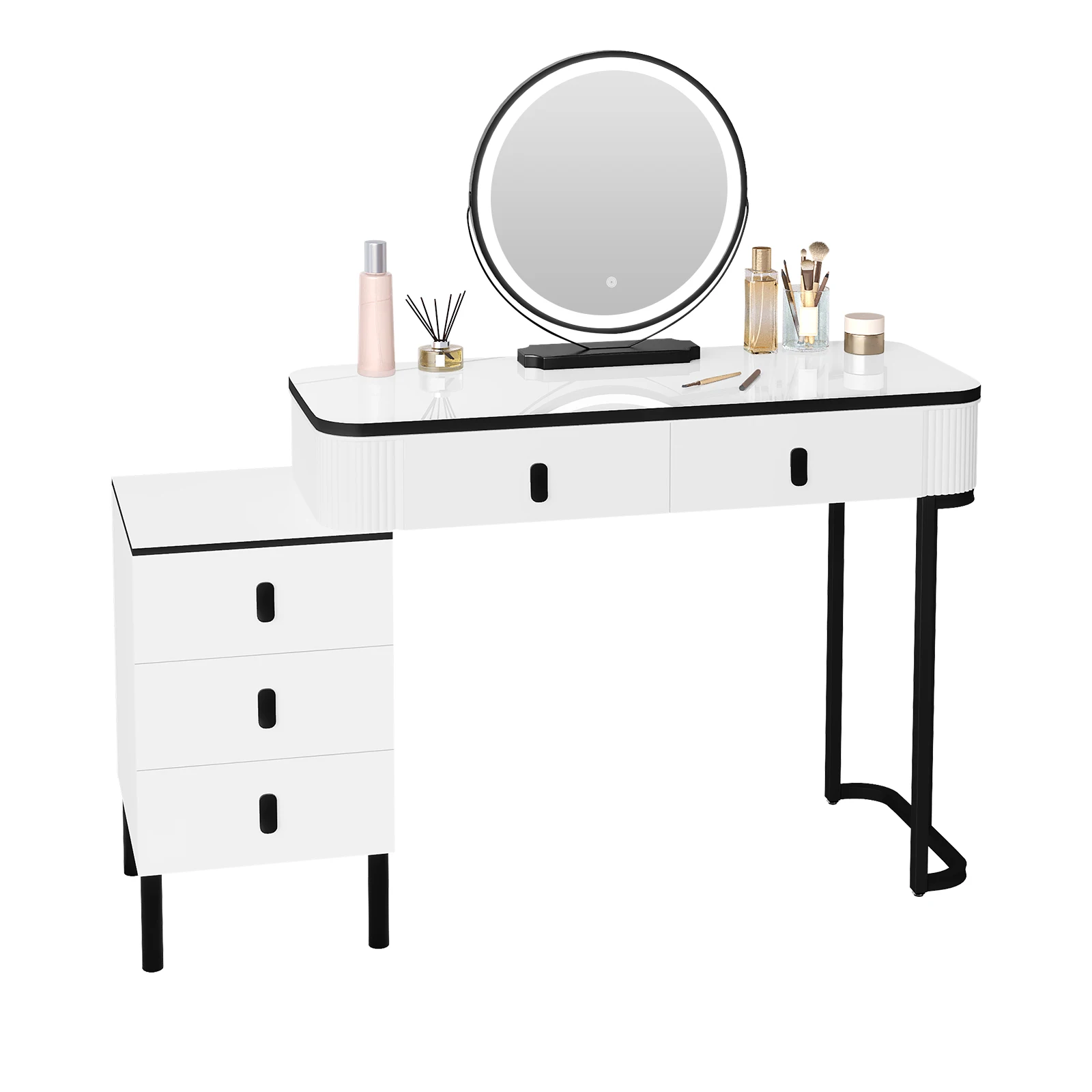WOLTU Coiffeuse avec Éclairage LED Miroir Mobile Vanité Assemblage Flexible Maquillage Table Cosmétique pour Filles Femmes Chambre