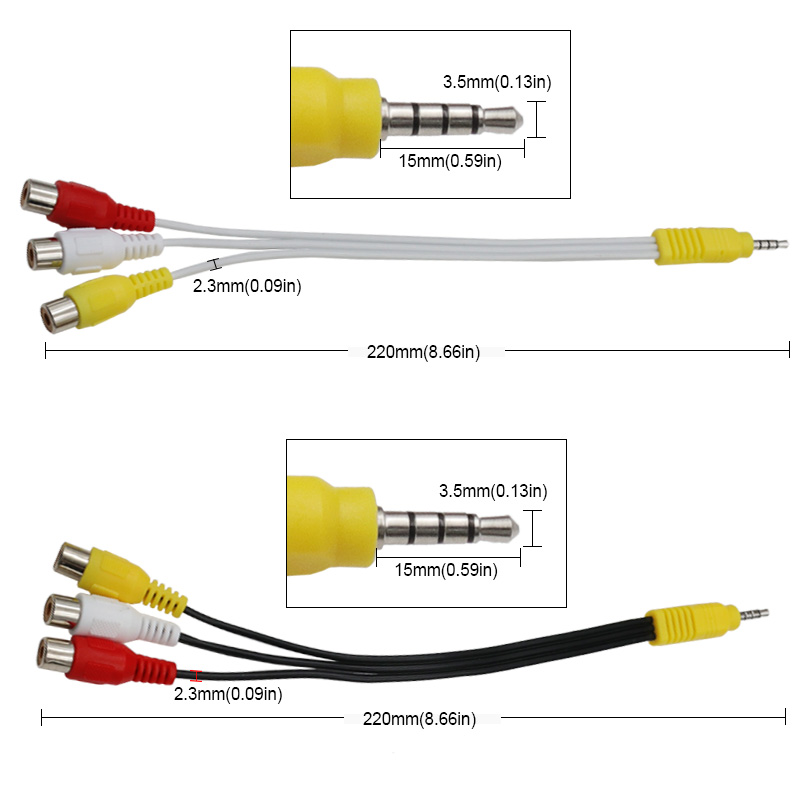 3.5MM Jack 3 Cáp RCA Video Thành Phần AV Cáp Cho TCL Tivi Đỏ Trắng Và Nữ Màu Vàng