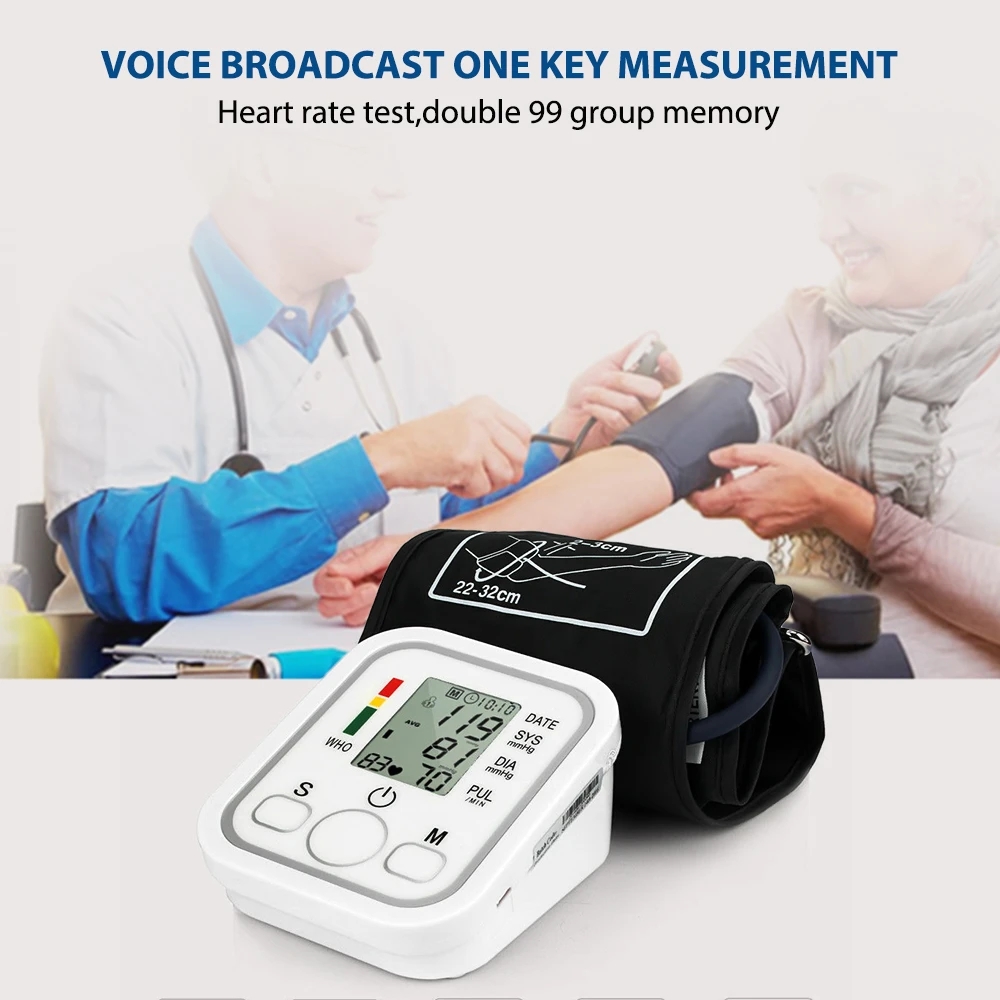 Ucraniano 2 usuário voz digital braço medidor de pressão arterial 32cm manguito médico automático pressão tonômetro tensiômetro baumanômetro