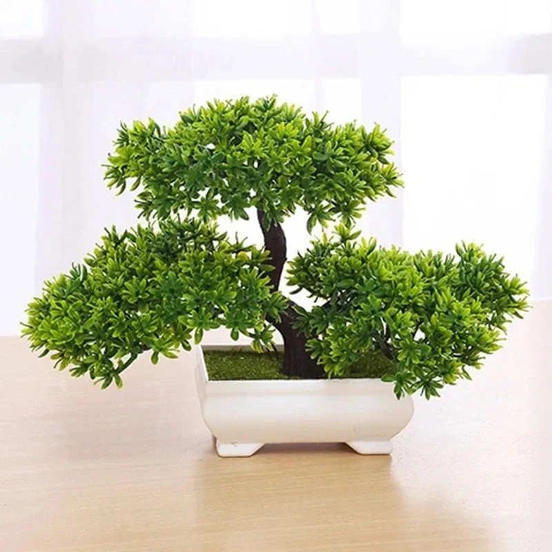 Plantas artificiales bonsái árbol simulado plantas en macetas flores falsas adornos en macetas de mesa