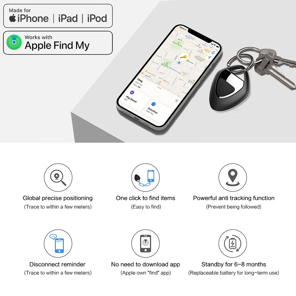 Xiaomi Smart Bluetooth GPS Tracker Work with Apple Find My APP ITag Anti-Lost Reminder Device MFI Locator Car Key Pet Kid Finder
