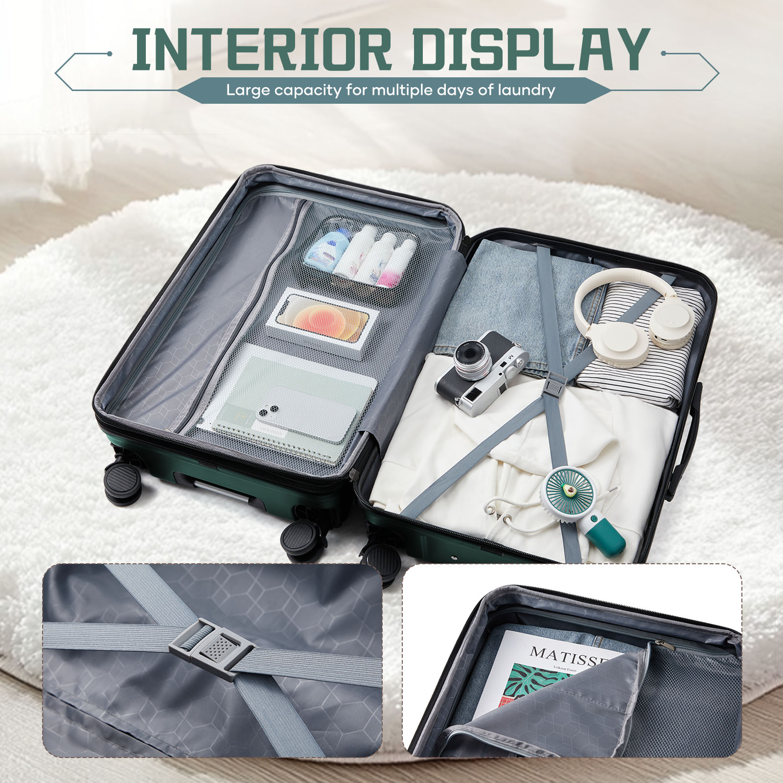 Multifunctionele bagage met grote capaciteit, reiskoffer, bagagerek, stevige en duurzame instapkoffer, studenten en zakelijk