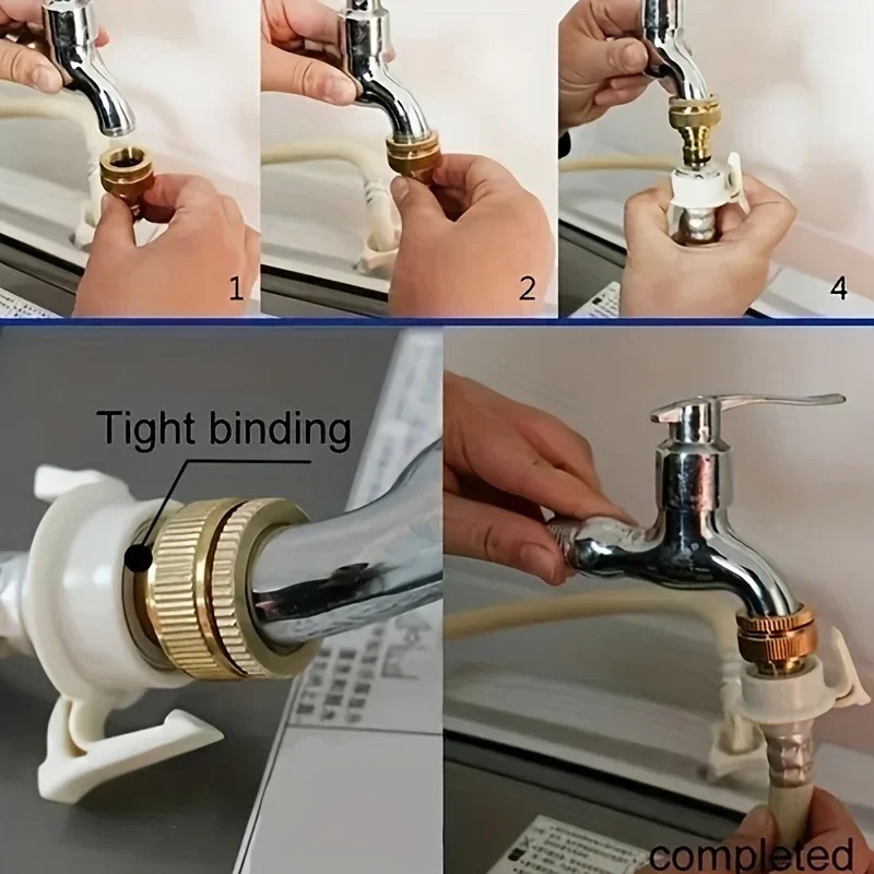 Conector de grifo de latón, adaptador de manguera mezcladora, conector rápido 1/2/4, adaptador de acoplamiento de manguera de cobre, herramienta de accesorios de riego de jardín