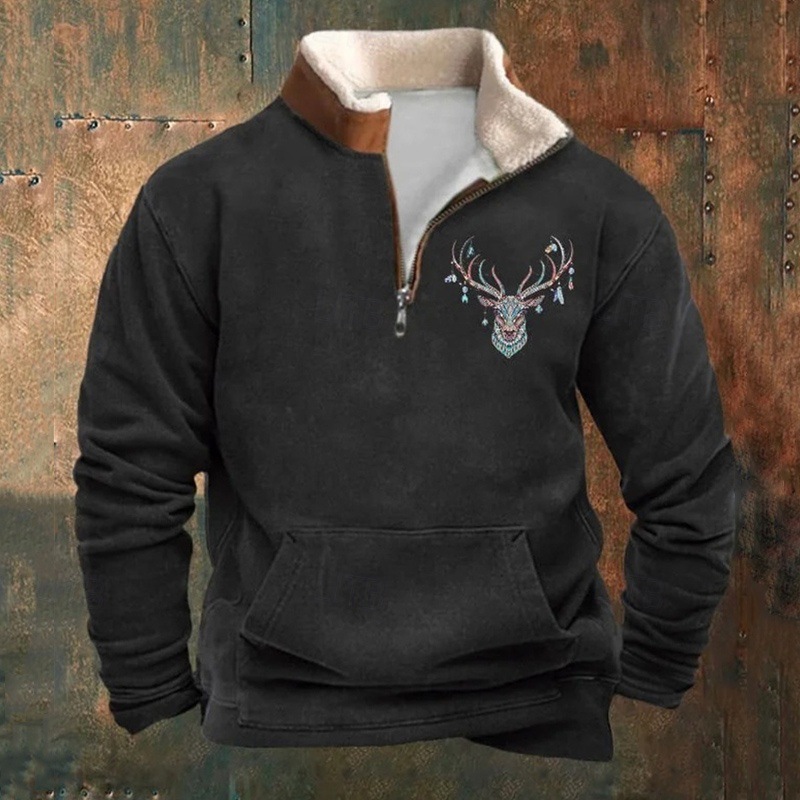 Nueva chaqueta con estampado 3D para hombre, jersey con cuello con cremallera, sudadera informal de invierno para hombre, chaqueta para hombre
