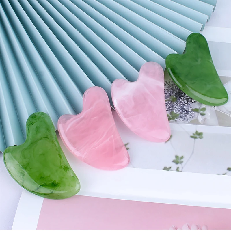 괄사 Resin Gua Sha Massage Board for Face Rose Pink Guasha Plate Jade Face Massager Scrapers Tools for Face Neck Back Body