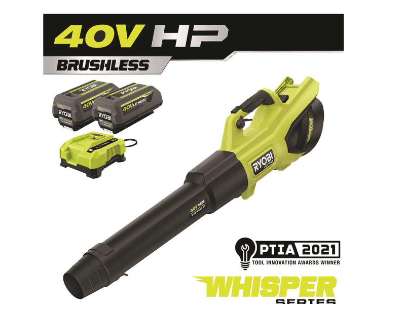 RYOBISS 40V Brushless Whisper Series 190 MPH 730 CFM Ventilador de chorro de batería inalámbrico Soplador de hojas con (2) baterías de 4,0 Ah