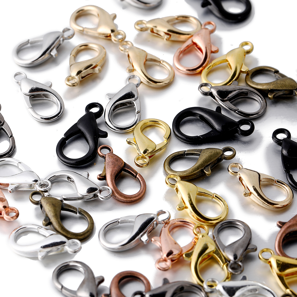 100 pçs/lote fechos lagosta de metal para pulseiras colares ganchos acessórios de fechamento de corrente para diy jóias fazendo descobertas