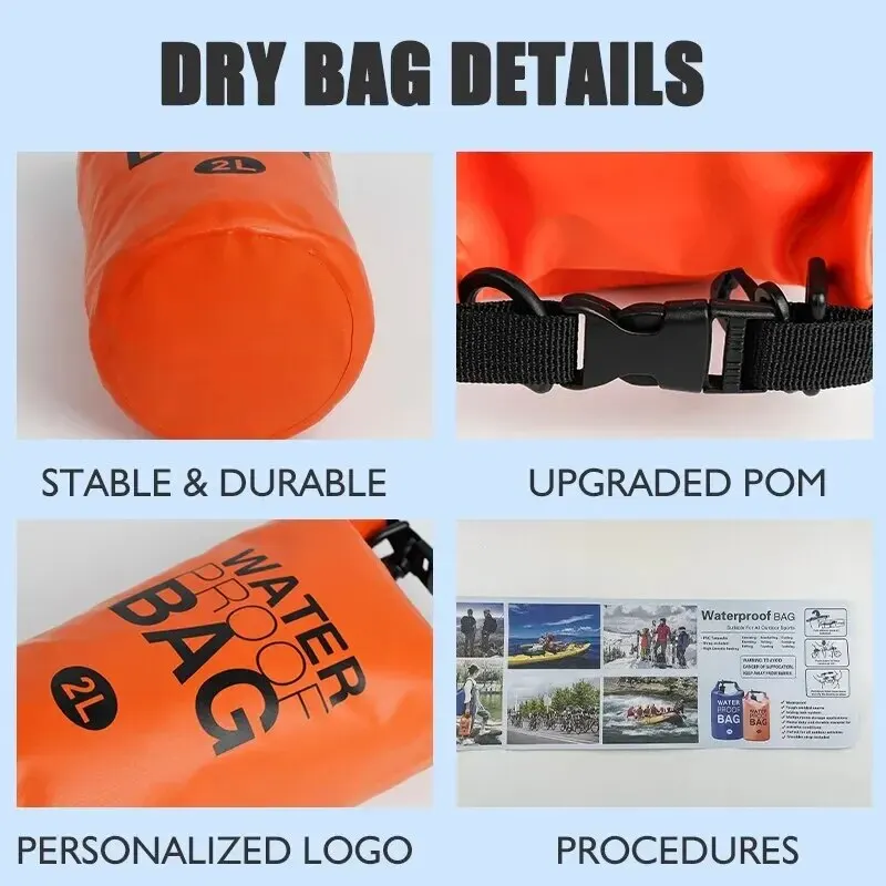 2 liter waterproof dry bag storage swimming kayak River hiking float sailing canoe diving compression backpack