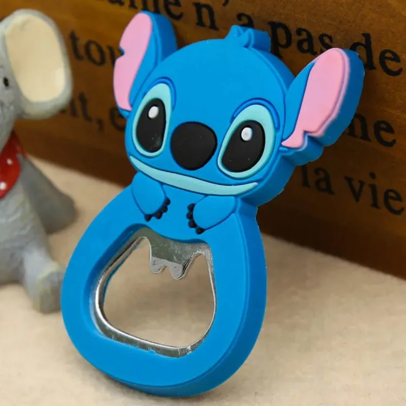 Abrebotellas Kawaii Disney Stitch Lilo & Stitch, imán periférico para nevera, abridor de botellas de cerveza multifuncional de dibujos animados