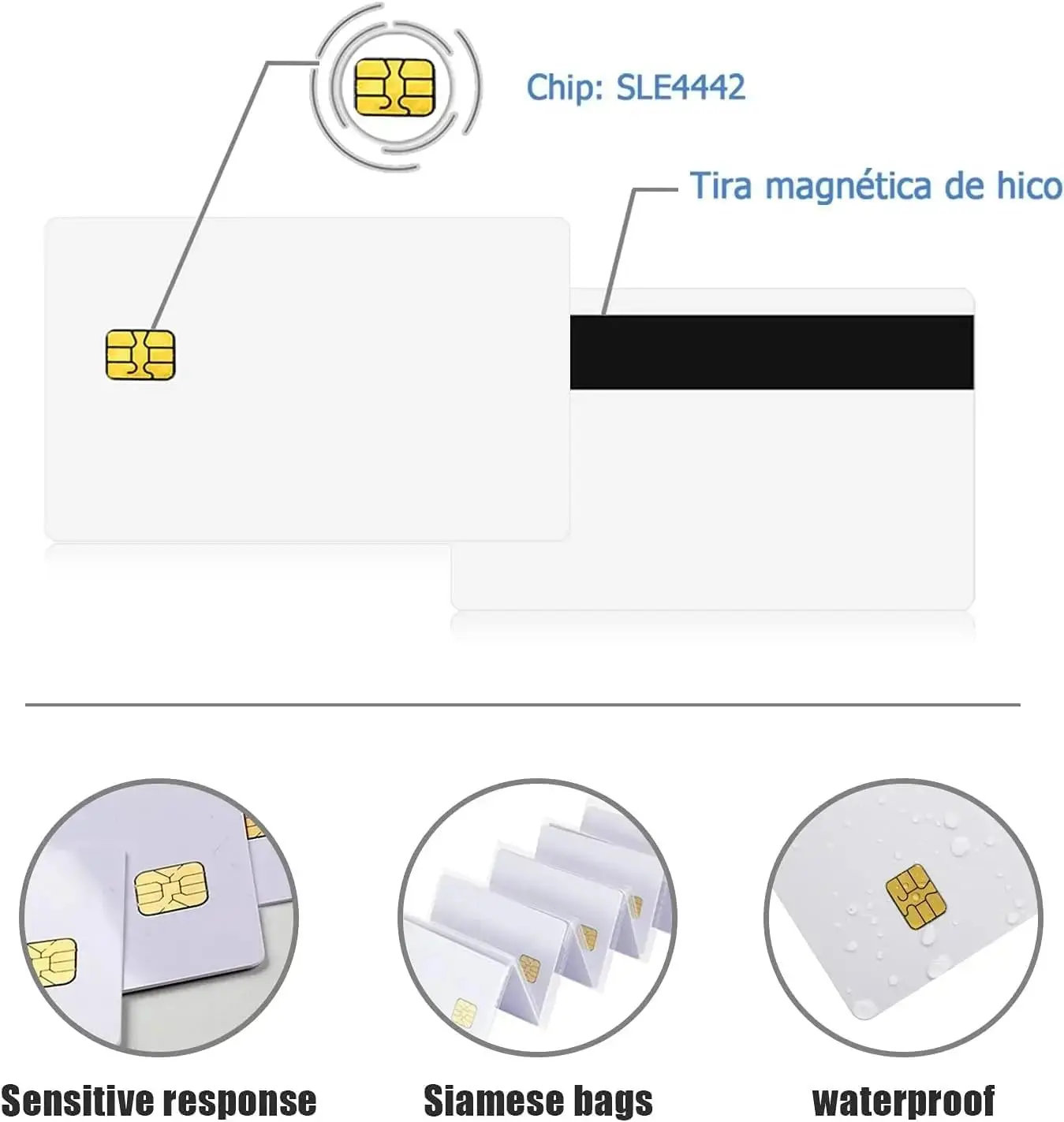 10/20/50 stuks Wit Contact SLE4442 Chip Smart 2in1Blank PVC IC-kaart SLE4442 Chip Blank Smart Contact ISO ID-kaart Veiligheid 10 jaar