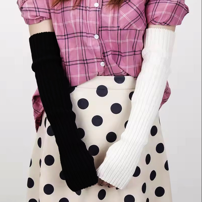 Guantes sin dedos de punto para mujer, manoplas largas de medio dedo, manoplas góticas Punk para invierno