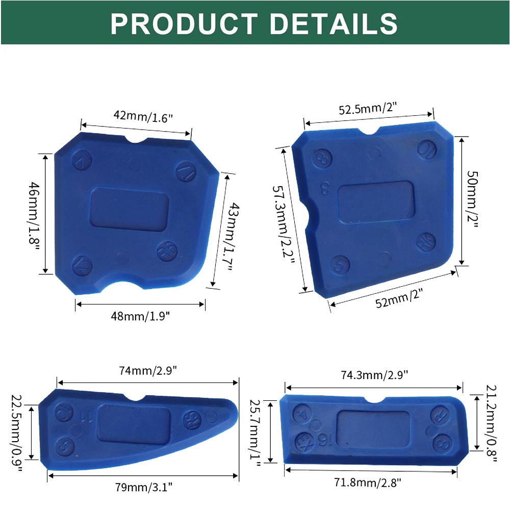 4 Pcs Silicone Glass Cement Scraper Sealant Grout Remover Tool Silicone Caulking Tool Versatile Home Finishing Caulking Tools