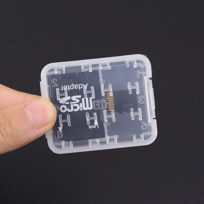 8in1 Transparent TF/SD Memory Cards Protective Case Holder Storage Box Portable Mini Clear SIM Card Dustproof Box for HC MS Card
