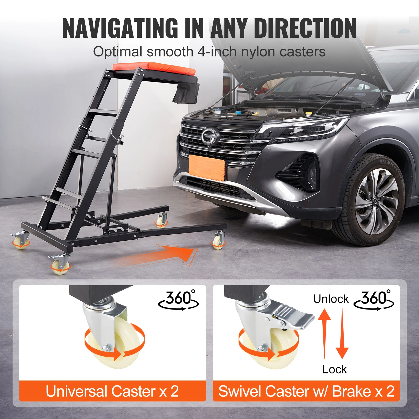 SucceBuy Automotywacyjny Podesty Pod Silnik Górny 42,5"-64,8" Udźwig 400 LBS Wysoki Podesty Pod Silnik do Domowego Warsztatu Napraw i Konserwacji