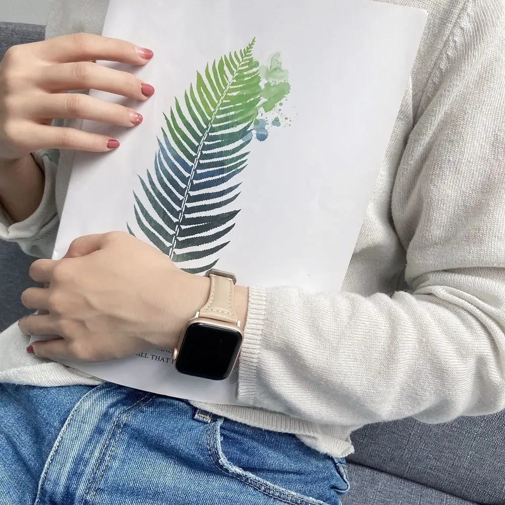 Apple Watch用スリムレザーストラップ,超2, 49mm, 41mm, 45mm, 38mm, 42mm,リストブレスレット,iwatch se,6,5,4 40mm、44mm