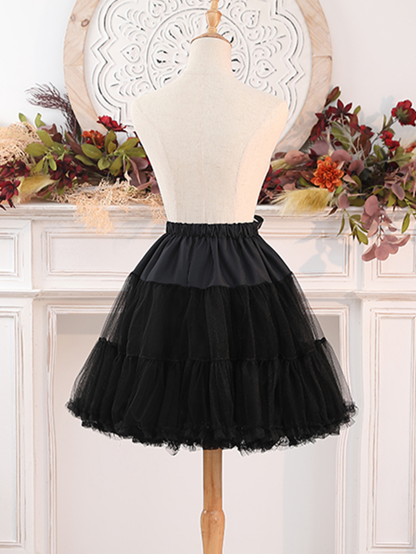 Gonna sottogonna in crinolina bianca nera 2 strati di sottoveste in pizzo Gonna tutu soffice da donna per minigonna Rock Ladies Club Outfit