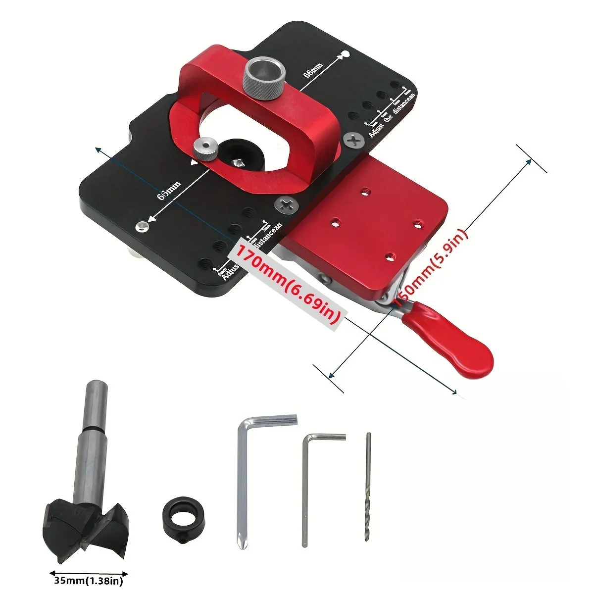 ไม้ 35 มม.บานพับ Boring Jig พร้อมถ้วยติดตั้งสไตล์ Boring Hole เจาะท่องเที่ยวอลูมิเนียมรูเปิดแม่แบบสําหรับประตูตู้