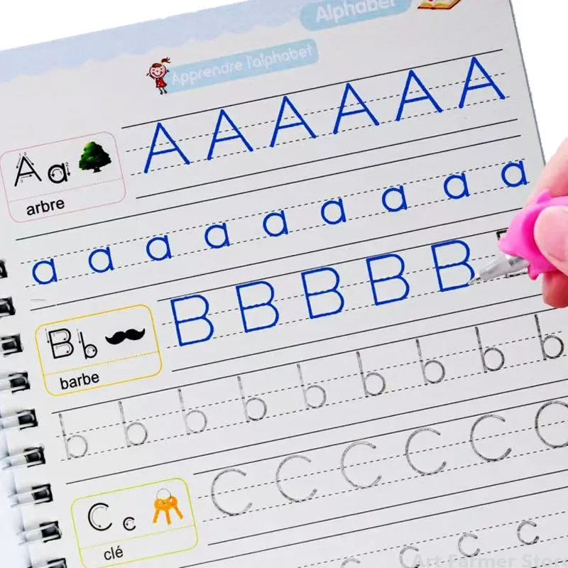 Французская магия, тетрадь, волшебная книга, которую можно использовать повторно, обучение буквенно-цифровым рисунком, математическое письмо, детская каллиграфия в мягкой обложке