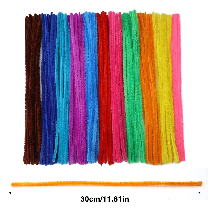100PCS Chenille Stem Twisted Rod รากขนสัตว์ Fluffy Bar ลวดเหล็ก DIY Handcraft บิดตกแต่งท่อทําความสะอาด Plush