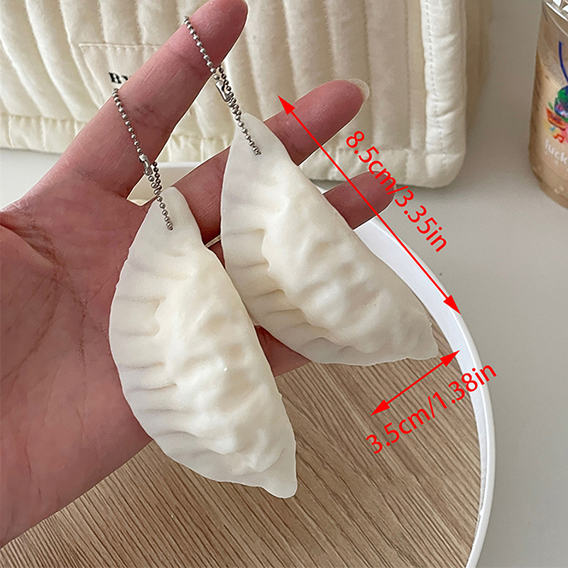 Simulation Dumplings Keychain Bag Pendant Cute Mini Squishy Toy Dumplings Simulation Food Decoration Charms Stress Relief Gift