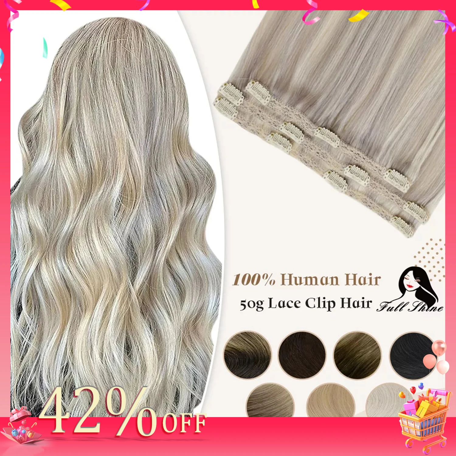 Brilho completo 50 gramas clipe em extensões de cabelo cabelo humano ombre cor 3 pçs grampo de cabelo humano em extensões para mulher