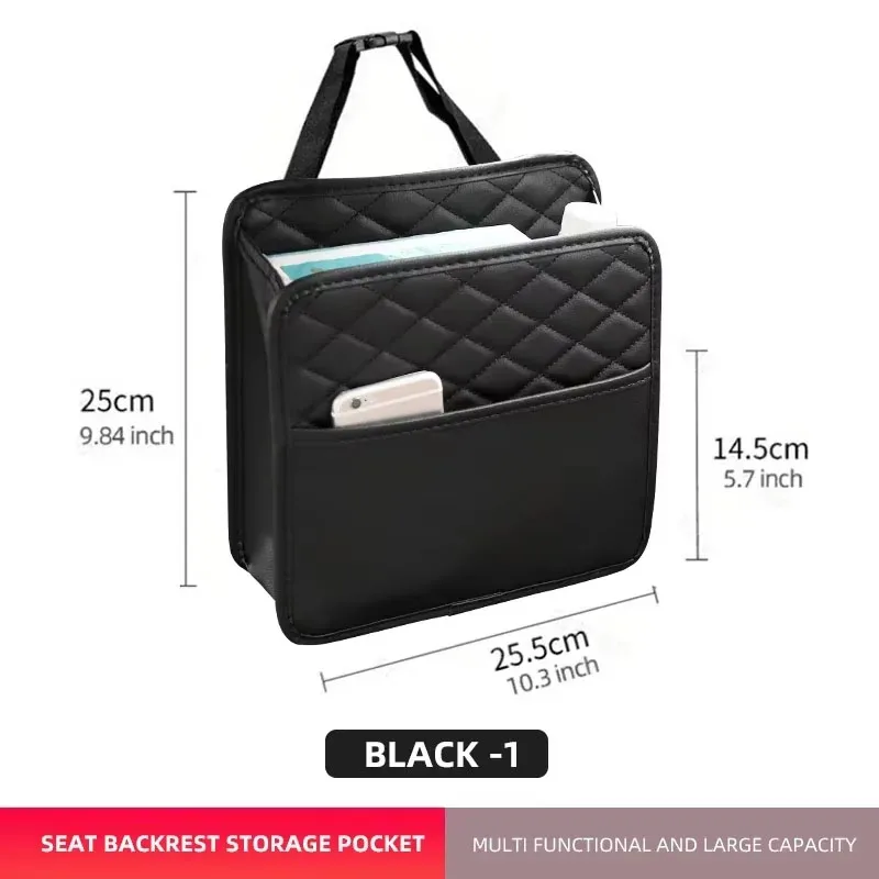 Multi-function Car Seat Back Leather Storage Bag Phone Holder Large Capacity Storage Hanging Bag for Most Car Model Car Interior