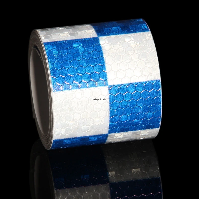 5 ซม.* 5M Checkered รถสติกเกอร์สะท้อนแสงกันน้ําคําเตือนความปลอดภัย Reflector Self-Adhesive เทป Conspicuity สําหรับรถบรรทุกรถจักรยานยนต์