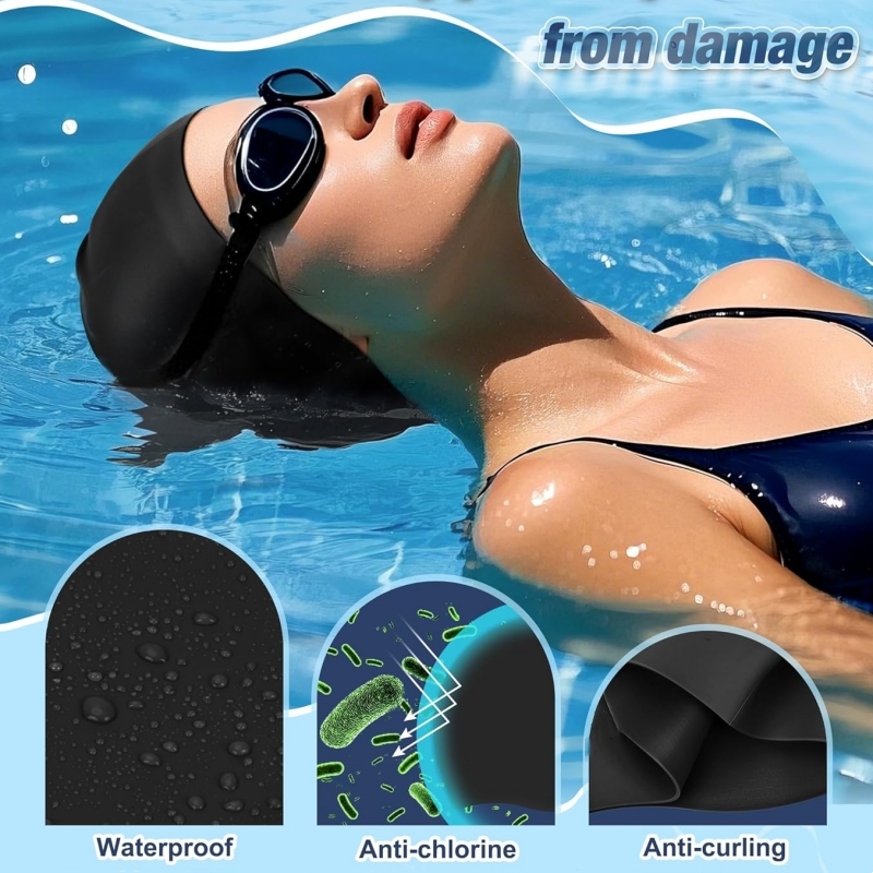 Bonnet de bain en Silicone unisexe pour adultes, imperméable, antidérapant, pour piscine, élastique, pour cheveux longs et courts