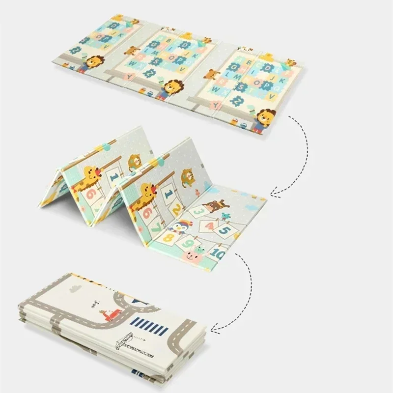 Baby Folding Soft Foam Crawling Activity Mat, Desenhos animados, impermeável, Crawling Game Carpet, dupla face, almofada para crianças, crianças, novo