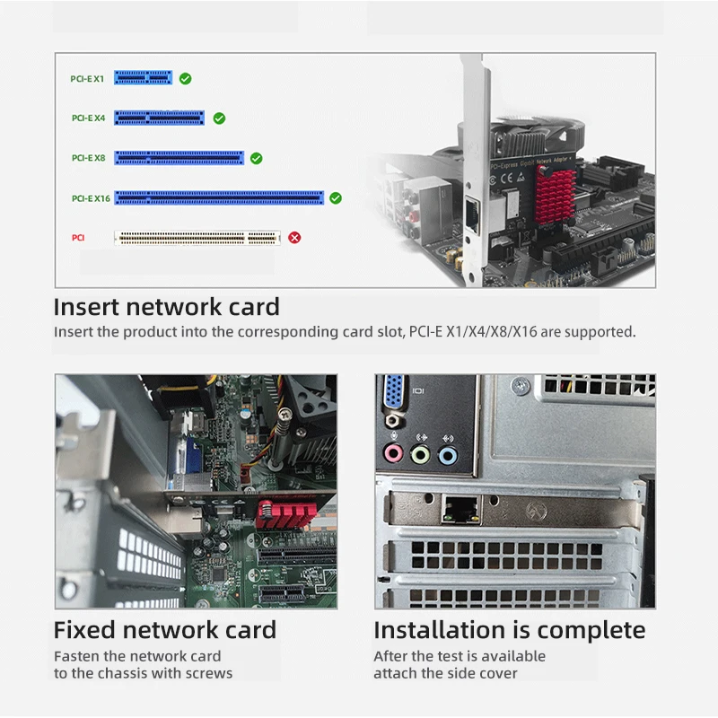Сетевая карта PCI Express, 2,5 Гбит/с, Gigabit Ethernet PCIE, сетевая карта, адаптер LAN RJ45 для чипов Intel i225V для настольного ПК