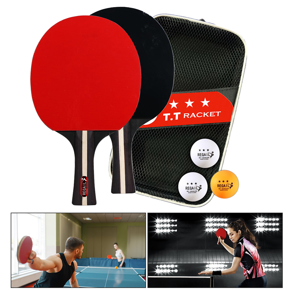 Raquete De Tênis De Mesa com Saco, 2 Raquetes e 3 Bolas, Pás, Ping Pong Paddle Profissional, Jogo De Treinamento Para Iniciantes