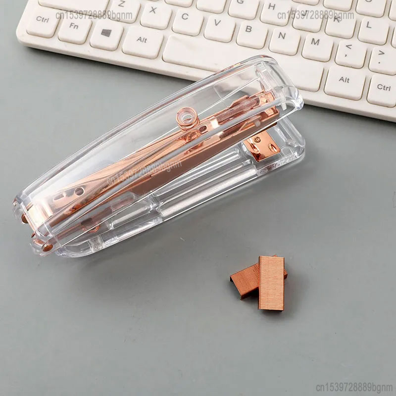 金属に適合したdelvtch透明ホッチキス12 #24/6ホッチキスローズシルバーカラーオフィスアクセサリースクールステーショナリー製本用品