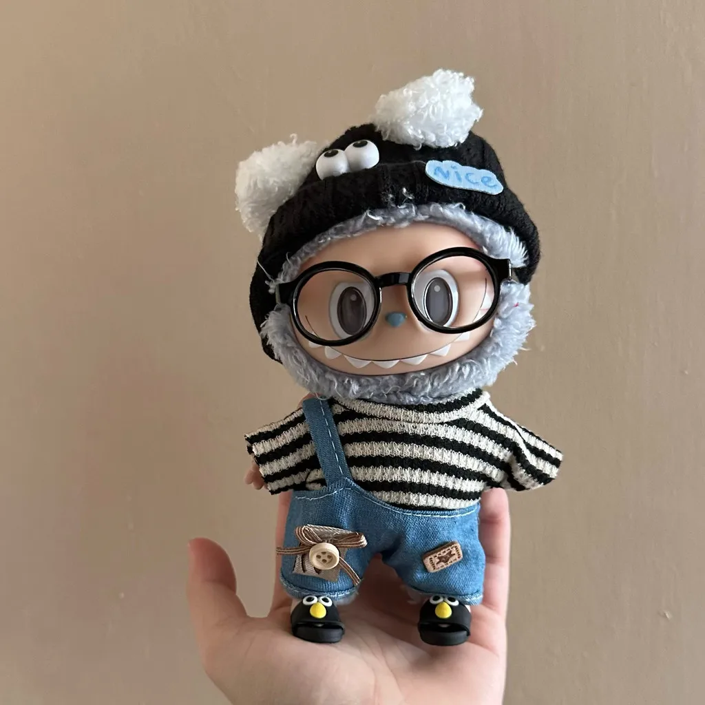 17 см мини-плюшевая кукла, одежда, аксессуары для Кореи, Kpop Exo Labubu Idol, полосатая одежда, обувь с глазами, костюм, одежда, подарок