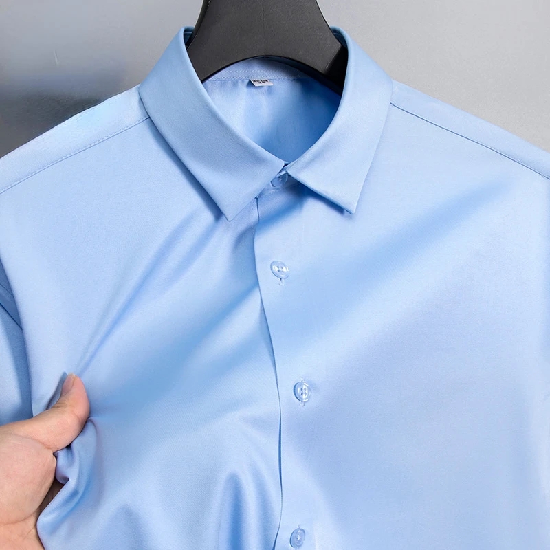 Nuevas camisas antiarrugas para hombre, camisas de vestir de manga larga para Camisa ajustada, blusa de negocios Social, Camisa blanca de oficina, S-6XL