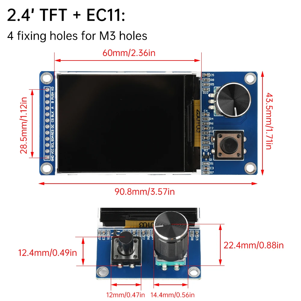 Pantalla TFT de 1,8 pulgadas y 2,4 pulgadas con módulo combinado de codificador rotatorio Ec11, interfaz SPI, Kit electrónico de pantalla LCD