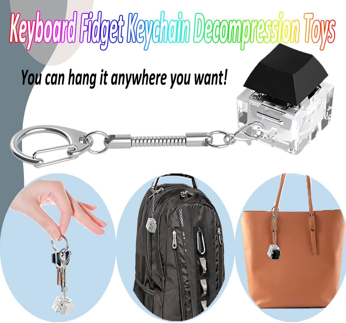 Brinquedos de inquietação de teclado, chaveiro de teclado brinquedos de descompressão keyjcap clicker brinquedo de inquietação alívio do estresse dispositivo de ponta do dedo