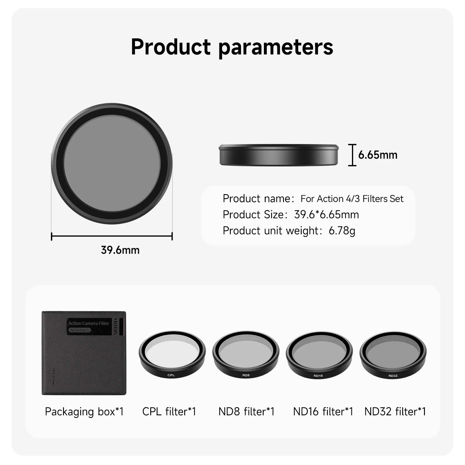 TELESIN CPL ND8 ND16 ND32 juego de lentes marco de aleación de aluminio para DJI OSMO Action 3 4 5pro ND CPL filtro accesorios de Cámara de Acción