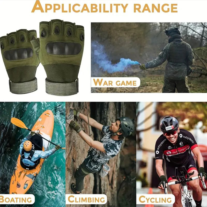1 par de luvas táticas sem dedos para homens – ideais para esportes ao ar livre, tiro, caça, airsoft e ciclismo