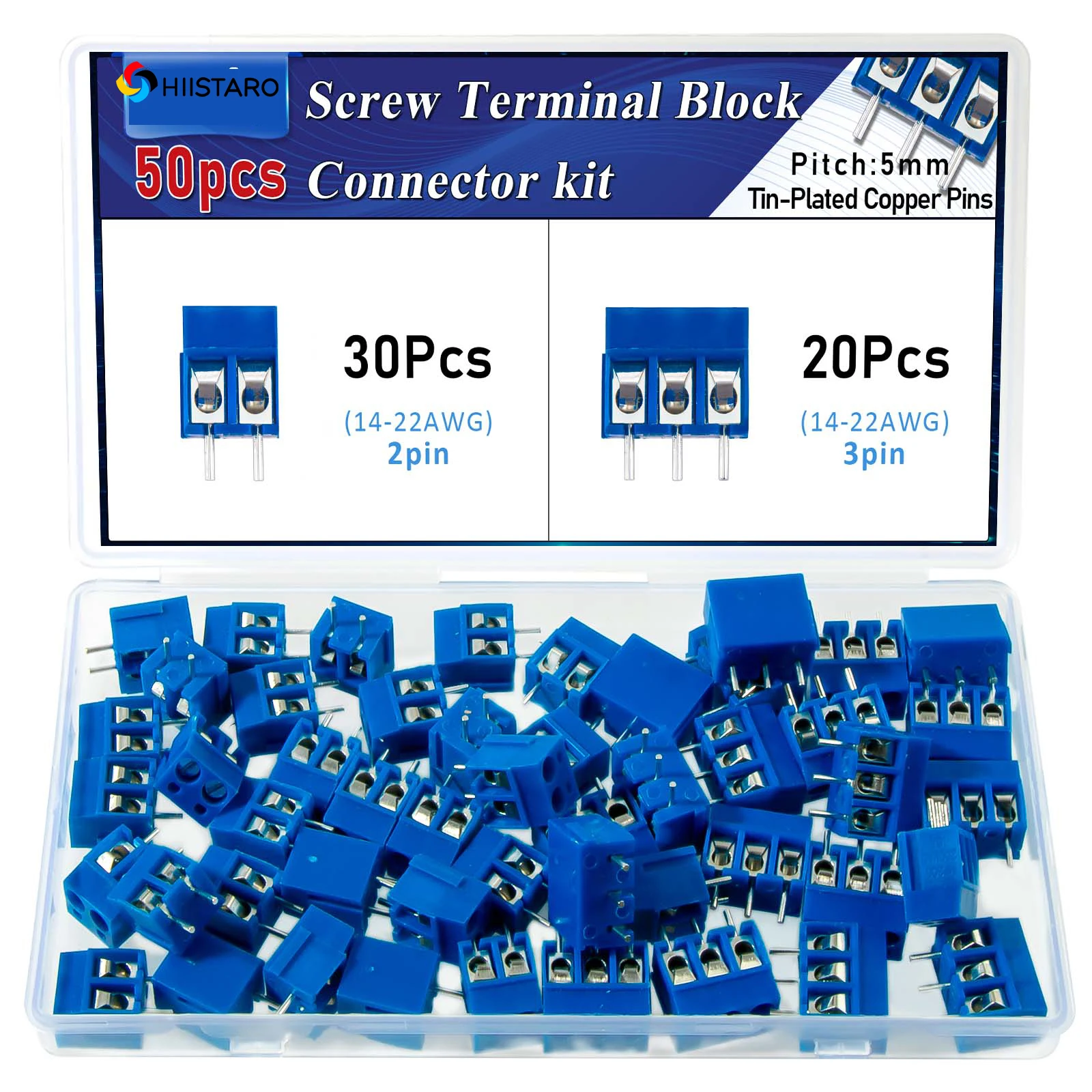 50 pz 5mm PCB Terminali A Vite 2pin e 3pin Montaggio Morsettiera A Vite Connettore Per Circuito