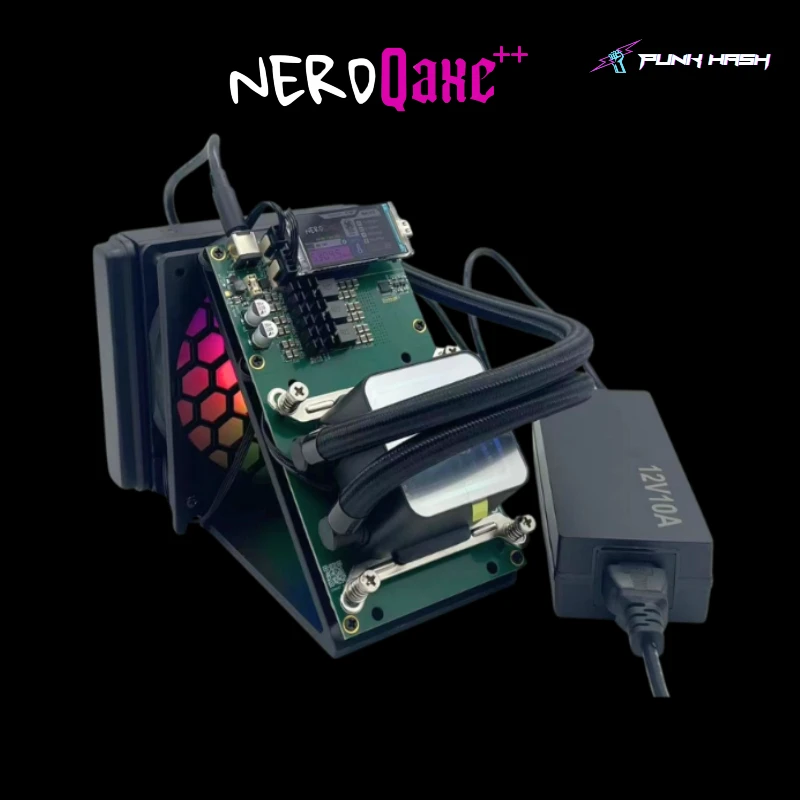 Bitaxe NerdQaxe++ Hydro Cooling ASIC Miner – 4.8TH/s NerdQAxe+ + Refrigeração a água com todos os tipos de plug NerdQAxe