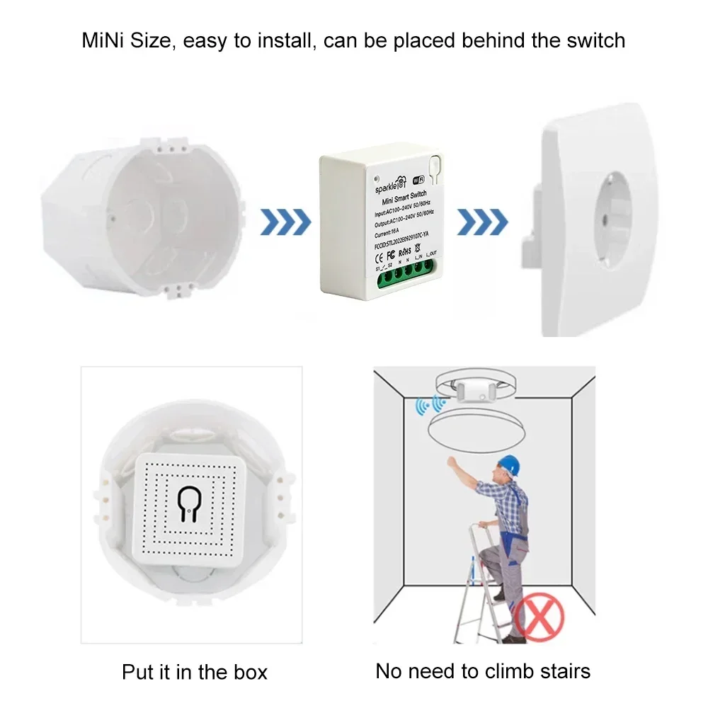 16A Matter WIFI Smart Switch Automatisierungsrelais Smart Breaker Sprachsteuerung Arbeitet mit Alexa/Google Home/Smartthings/Home-Kit Siri