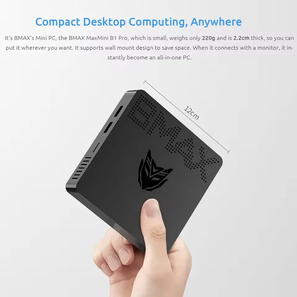 ERVPES Mini PC B20E 8 GB RAM 128 GB SSD ROM J3710 Windows 11 BT5.2 Apollo Lake Desktop Microcomputer Dual-band HDMI Wi-Fi