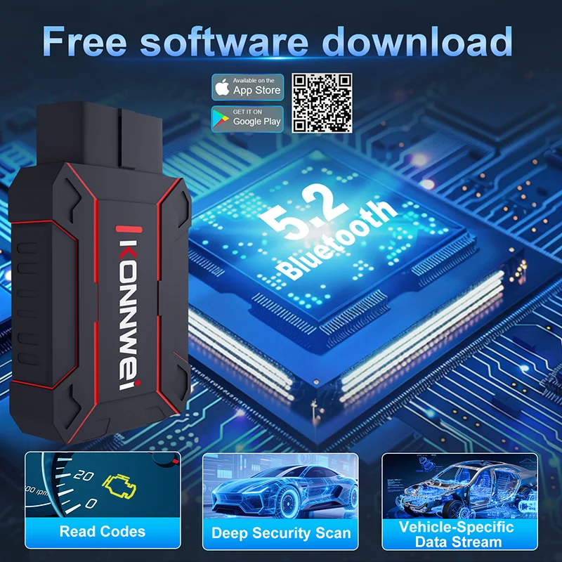 Ferramenta de diagnóstico scanner obd2, versão bluetooth, sistema completo de carro, bt 5.2, leitura de código, airbag do motor, transmissão automática abs para vw