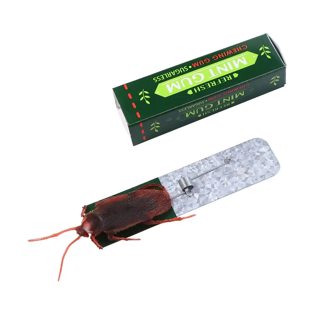 Prank Trick Toy April Fools Day Simulation Fake Chewing Gum Toy Shocking Cockroach Chewing Pull Head Spoof Toys For Children