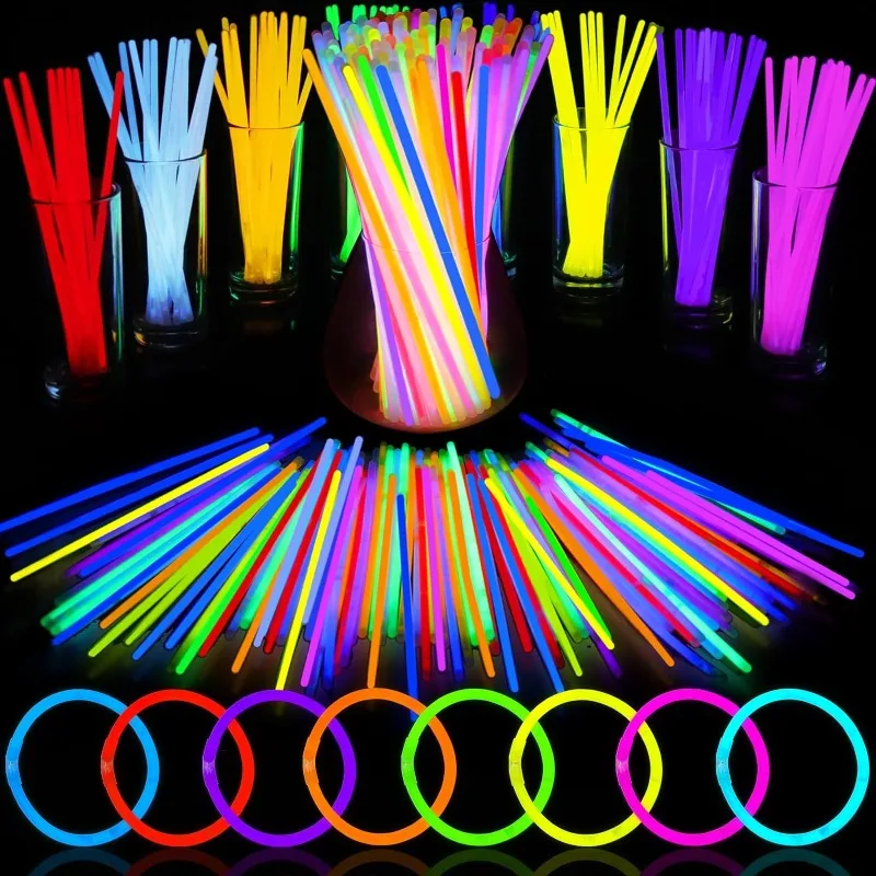 10/100Pcs Fluoreszenz Sticks Party Mehrfarbige Leuchtende Stick Helle Bunte Licht Helle Biegsamen Glow Armband Party Liefert